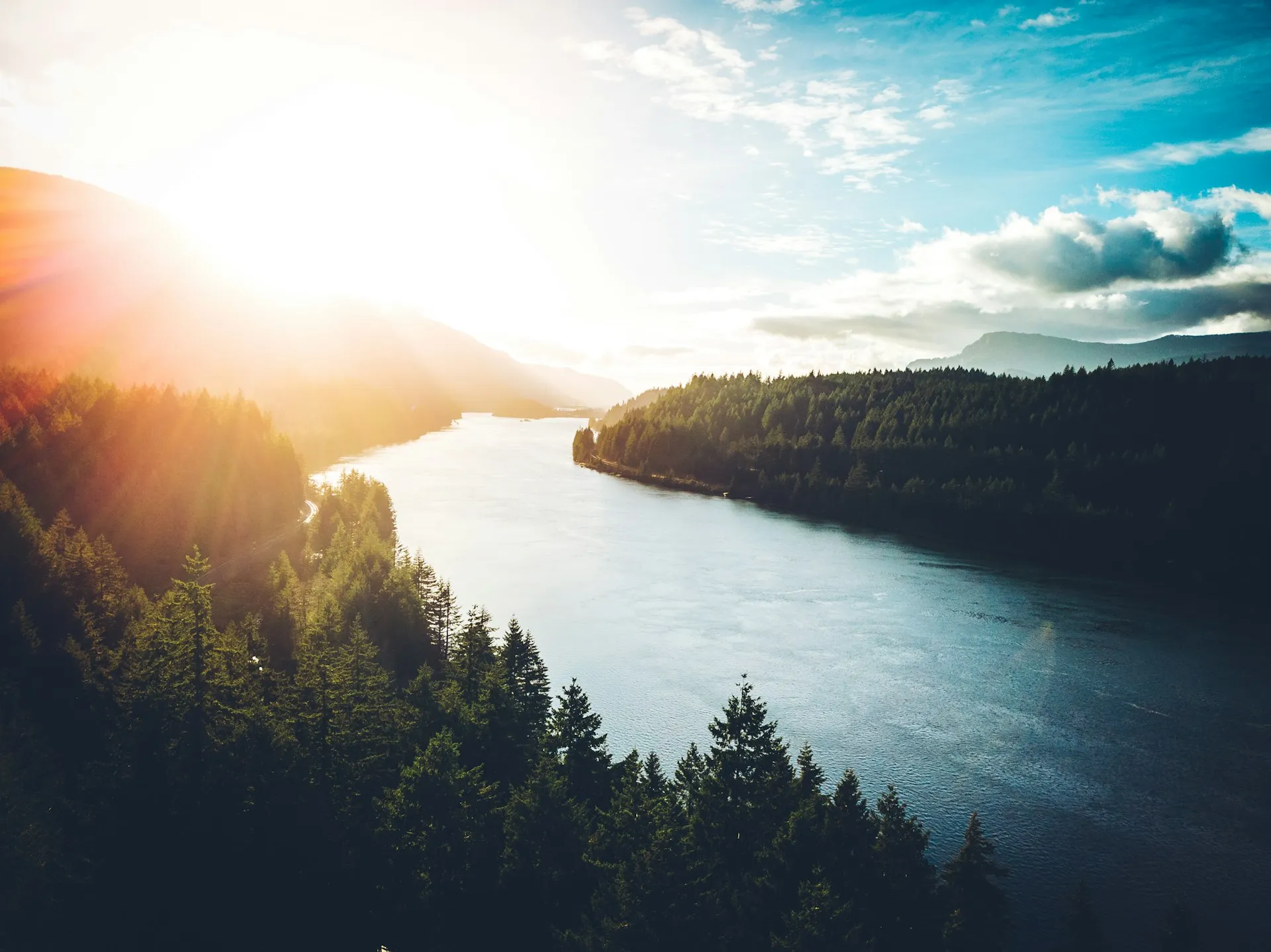 Morning light over the Columbia River Gorge
